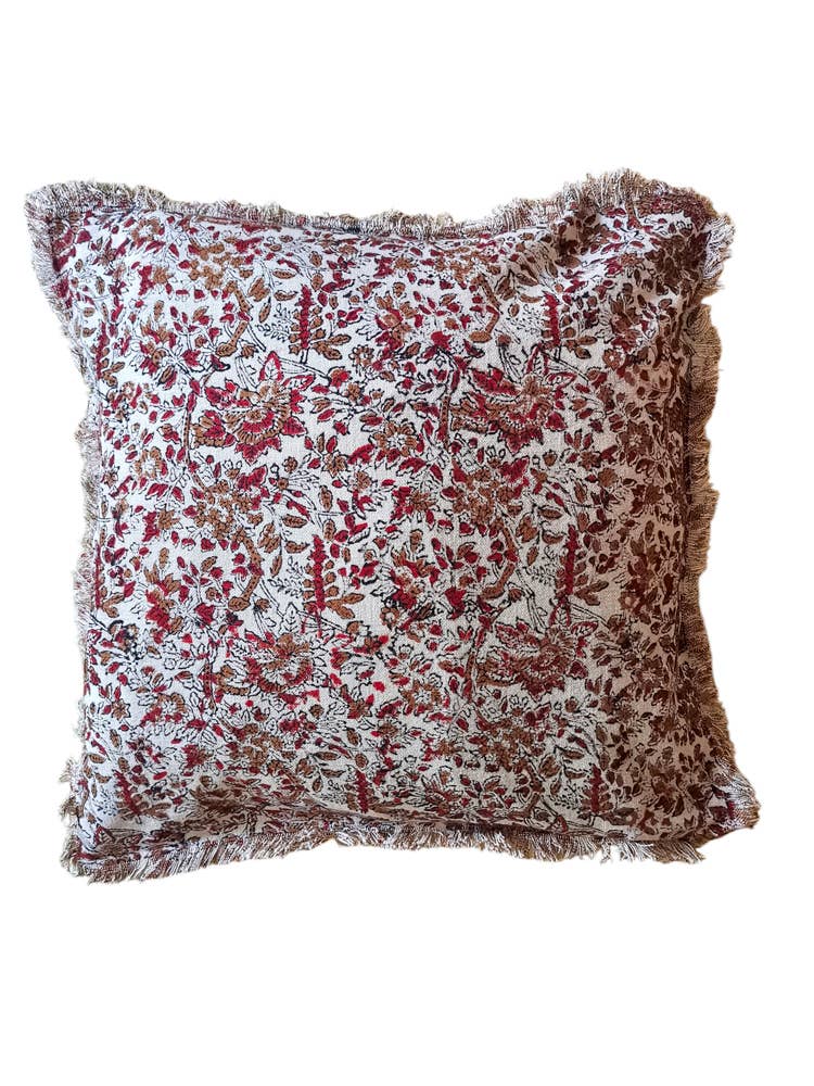 Tyynynpäällinen – Kukat / Beige & Punainen