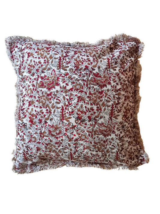 Tyynynpäällinen – Kukat / Beige & Punainen